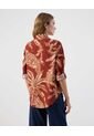 Camisa Ajuste Regular Mangas Recogidas   Para Mujer Naranja Patprimo de Patprimo