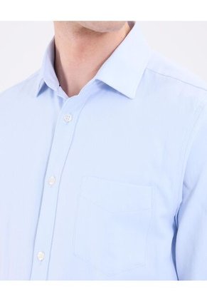 Camisa Para Hombre Manga Larga Con Bolsillo Cuello Italiano Color Azul Marca Patprimo #44013144