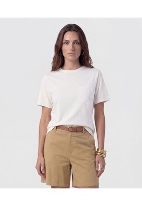 Camiseta Con Bolsillo De Encaje Para Mujer Blanco Patprimo