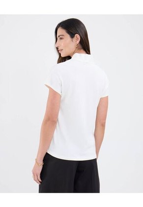 Camiseta Para Mujer Manga Corta Cuello V Color Blanco Marca Patprimo #30093806