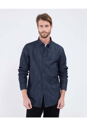Camisa Para Hombre Manga Larga Sin Bolsillo Cuello Button D Color Azul Marca Patprimo #44013164