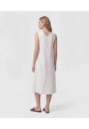 Vestido Midi Manga Sisa Con Cinturón   Para Mujer Blanco Patprimo