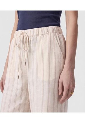 Pantalón Wide Leg Con Cordón Para Mujer Beige Patprimo