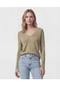 Saco De Punto Cuello En V   Para Mujer Verde Patprimo de Patprimo