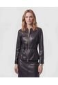 Chaqueta Textura Cuero Cinturón   Para Mujer Negro Patprimo de Patprimo