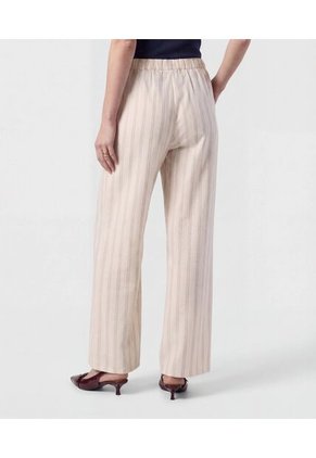 Pantalón Wide Leg Con Cordón Para Mujer Beige Patprimo