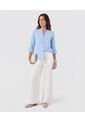 Blusa Unicolor De Manga Graduable   Para Mujer Azul Patprimo de Patprimo