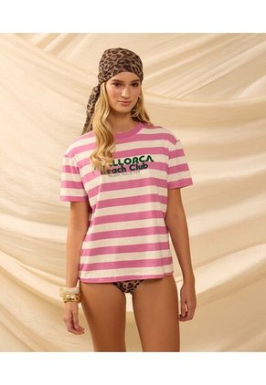 Camiseta Cuello Redondo De Hombro Caído   Para Mujer Rosa Patprimo