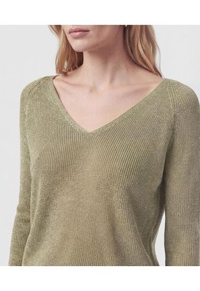 Saco De Punto Cuello En V   Para Mujer Verde Patprimo