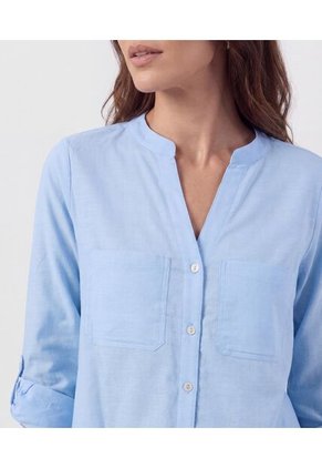 Blusa Unicolor De Manga Graduable   Para Mujer Azul Patprimo