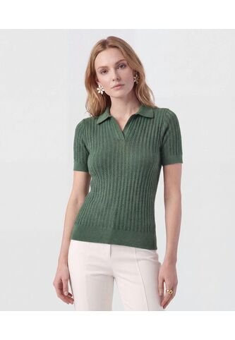 Polo Punto Calado Manga Corta   Para Mujer Verde Patprimo Patprimo