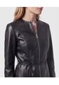 Chaqueta Textura Cuero Cinturón   Para Mujer Negro Patprimo de Patprimo