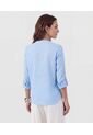 Blusa Unicolor De Manga Graduable   Para Mujer Azul Patprimo de Patprimo