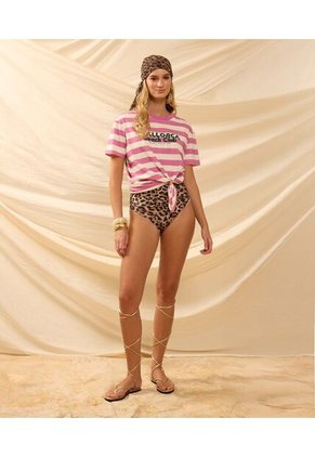 Camiseta Cuello Redondo De Hombro Caído   Para Mujer Rosa Patprimo