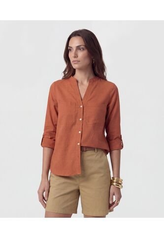 Blusa Fluida Con Bolsillos Frontales  Para Mujer Naranja Patprimo Patprimo