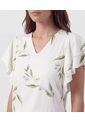 Camiseta Cuello En V Con Volantes   Para Mujer Blanco Patprimo de Patprimo