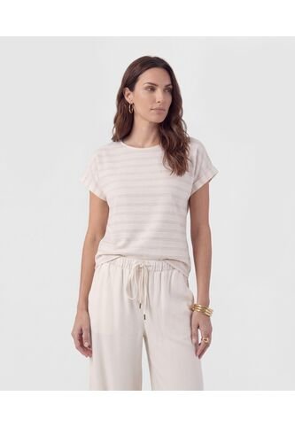 Camiseta Texturizada De Manga Corta  Para Mujer Blanco Patprimo Patprimo