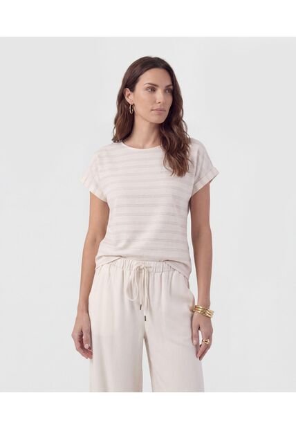 Camiseta Texturizada De Manga Corta  Para Mujer Blanco Patprimo
