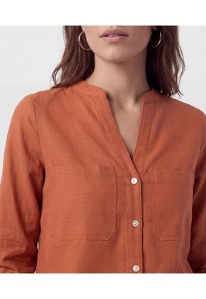 Blusa Fluida Con Bolsillos Frontales  Para Mujer Naranja Patprimo