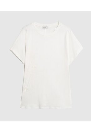 Camiseta Con Bordado Lateral Curvy Para Mujer Crema Patprimo