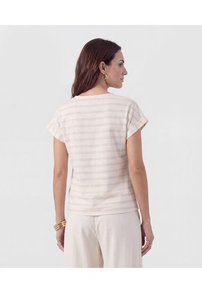 Camiseta Texturizada De Manga Corta Para Mujer Blanco Patprimo