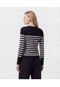 Saco De Punto A Rayas Con Botones En Puño   Para Mujer Negro Patprimo de Patprimo