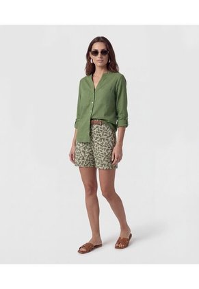 Blusa Fluida Con Bolsillos Frontales Para Mujer Verde Patprimo