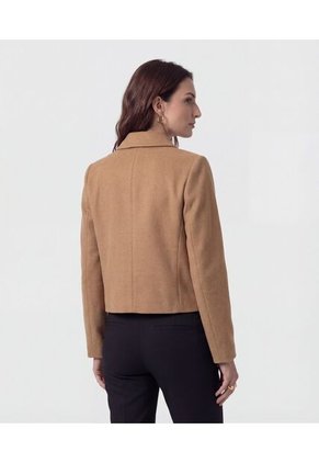 Chaqueta Corta Con Botones Dorados Para Mujer Café Patprimo