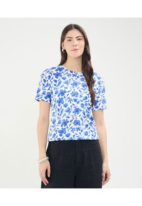 Camiseta Para Mujer Manga Corta Cuello Redondo Color Azul  Marca Patprimo #30093671