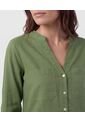 Blusa Fluida Con Bolsillos Frontales  Para Mujer Verde Patprimo de Patprimo