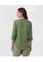 Blusa Fluida Con Bolsillos Frontales  Para Mujer Verde Patprimo de Patprimo