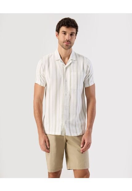 Camisa Resort Con Bolsillo   Para Hombre Crema Patprimo