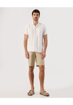 Camisa Resort Con Bolsillo   Para Hombre Crema Patprimo