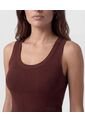 Camiseta De Tiras Anchas Y Cuello U   Para Mujer Café Patprimo de Patprimo