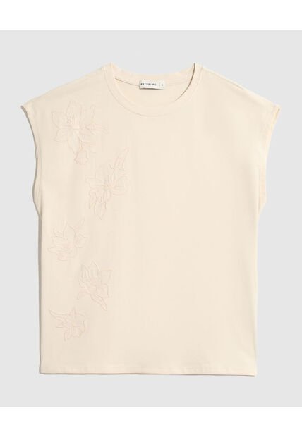 Camiseta Para Mujer Manga Sisa Cuello Redondo Color Beige Marca Patprimo #30093796