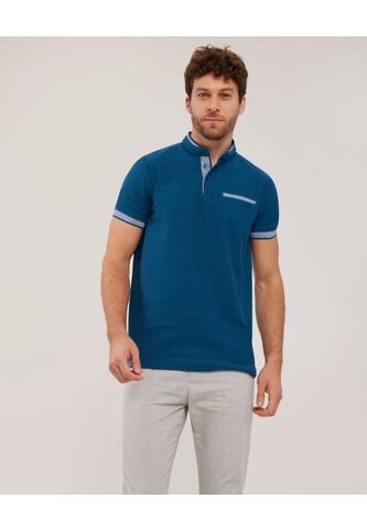Polo Unicolor Cuello Mao Manga Corta Slim Fit  Para Hombre Verde Patprimo Patprimo