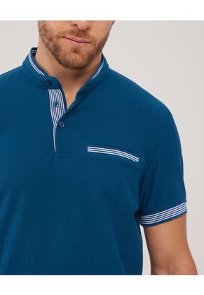Polo Unicolor Cuello Mao Manga Corta Slim Fit Para Hombre Verde Patprimo