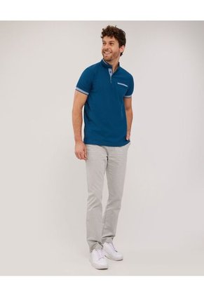 Polo Unicolor Cuello Mao Manga Corta Slim Fit Para Hombre Verde Patprimo