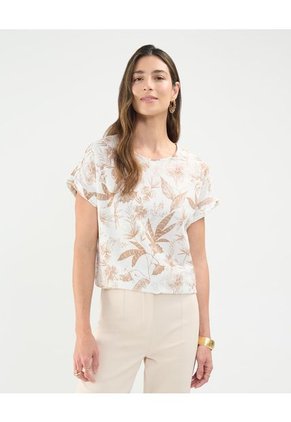 Blusa Para Mujer Manga Corta Color Beige Marca Patprimo #30123455