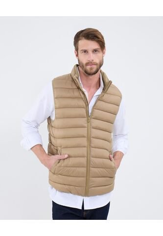 Chaleco Para Hombre Acolchado Color Beige Marca Patprimo #44250009 Patprimo