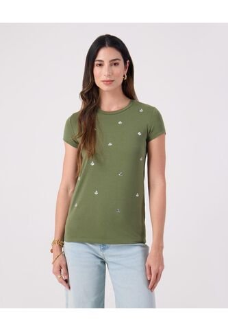 Camiseta Para Mujer Manga Corta Cuello Redondo Color Verde Marca Patprimo #30093839 Patprimo