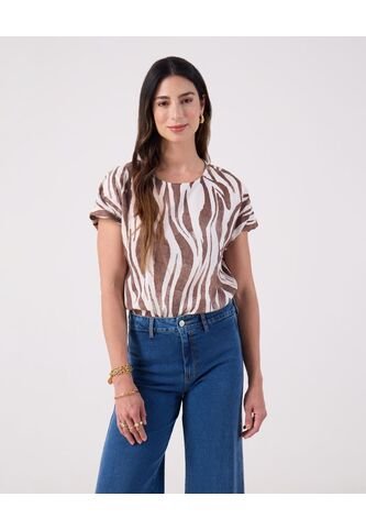 Blusa Para Mujer Manga Corta Color Café Marca Patprimo #30123632 Patprimo