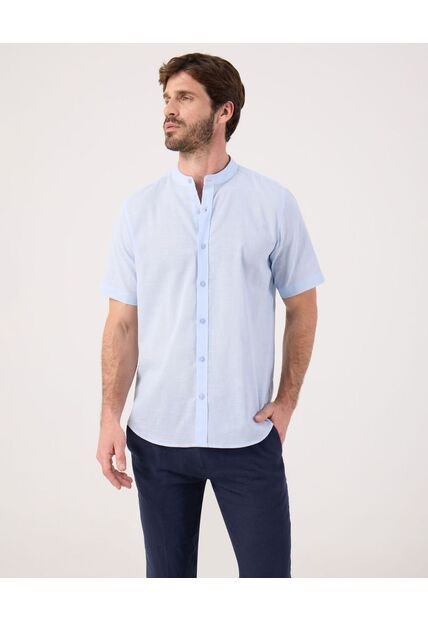 Camisa Para Hombre Manga Corta Sin Bolsillo Cuello Neru Color Azul Marca Patprimo #44013175