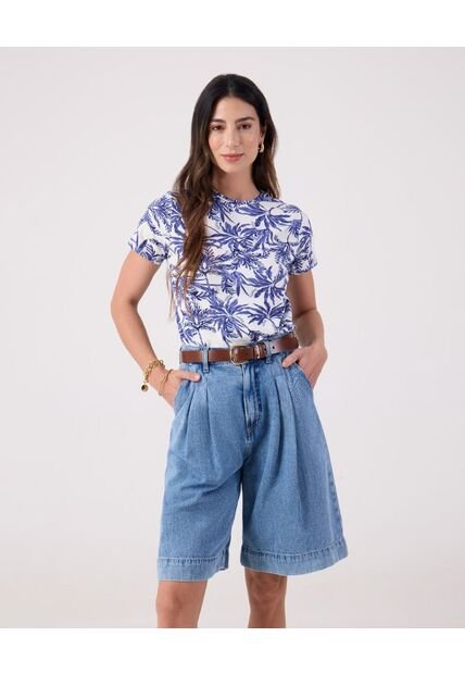 Camiseta Para Mujer Manga Corta Cuello Redondo Color Azul Marca Patprimo #30093849