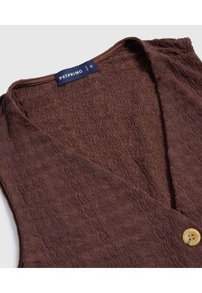 Chaleco Texturizado Con Botones De Contraste   Para Mujer Café Patprimo