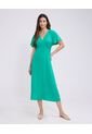 Vestido Unicolor Con Manga Fluida   Para Mujer Verde Patprimo de Patprimo