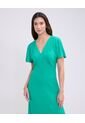 Vestido Unicolor Con Manga Fluida   Para Mujer Verde Patprimo de Patprimo