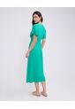 Vestido Unicolor Con Manga Fluida   Para Mujer Verde Patprimo de Patprimo