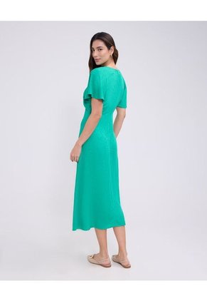 Vestido Unicolor Con Manga Fluida   Para Mujer Verde Patprimo
