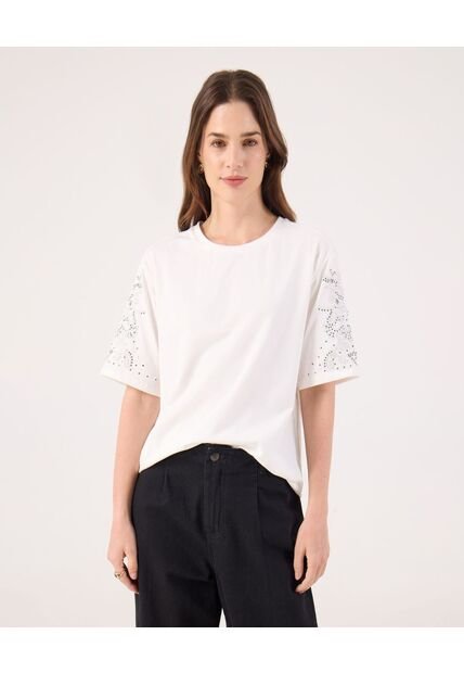 Camiseta Para Mujer Manga Corta Cuello Redondo Color Blanco Marca Patprimo #30093834